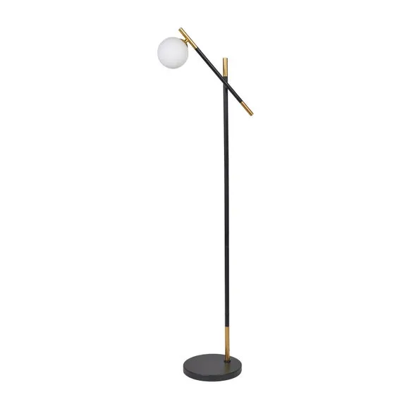 Wanda White Orb and Black Metal Reading Floor Lamp 2