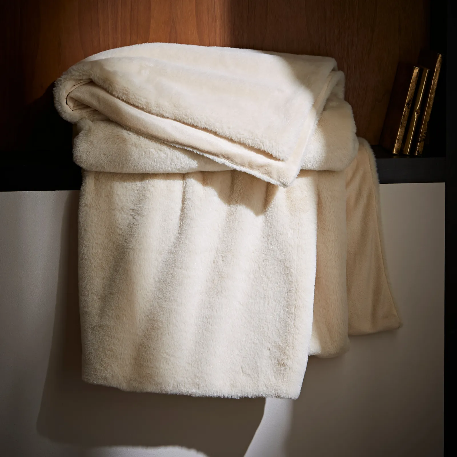 Silky Soft Faux Fur Recycled Throw White/Brown