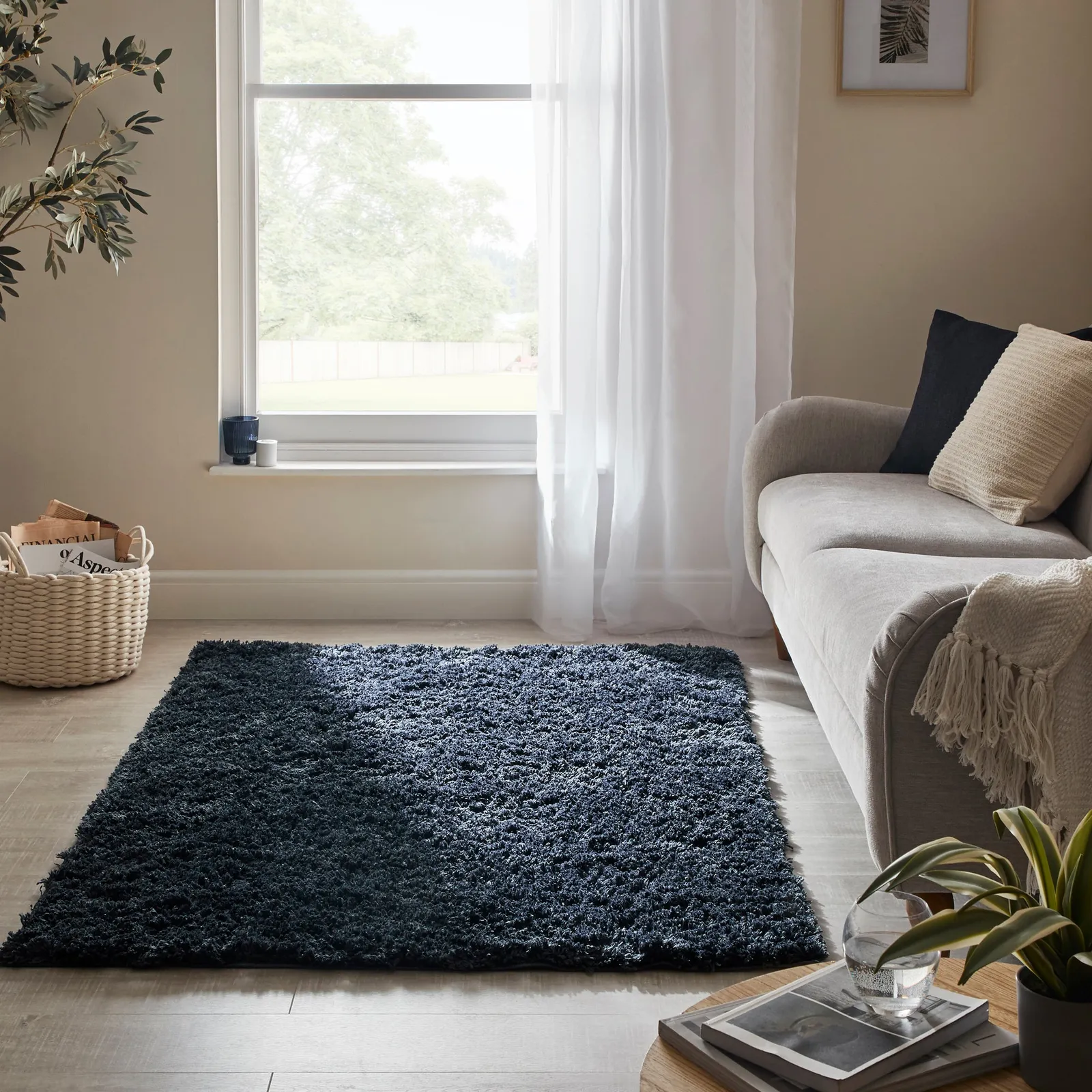 Jasper Fluffy Rug Grey