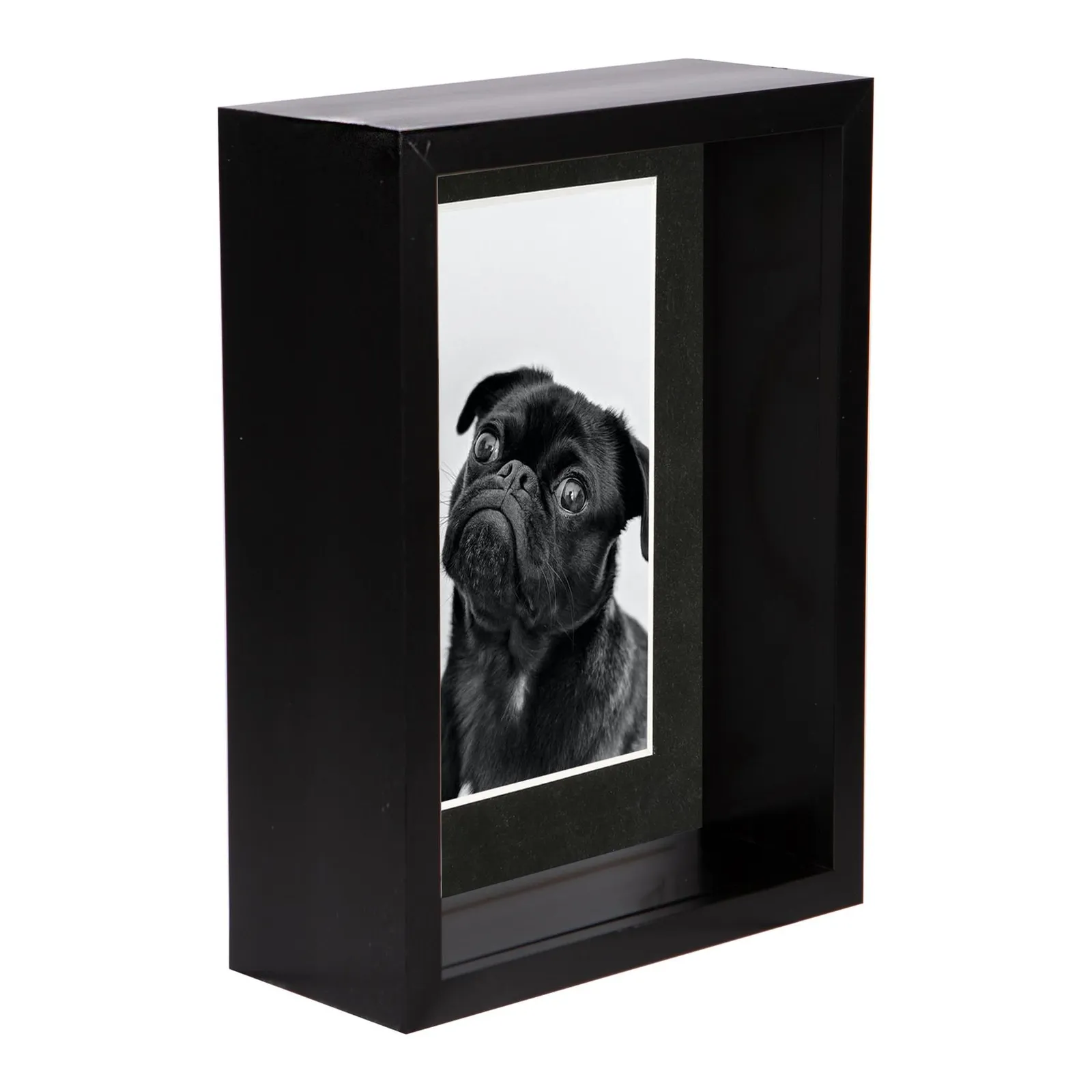 Nicola Spring 5" x 7" 3D Deep Box Photo Frame - 4" x 6" Mount - Black