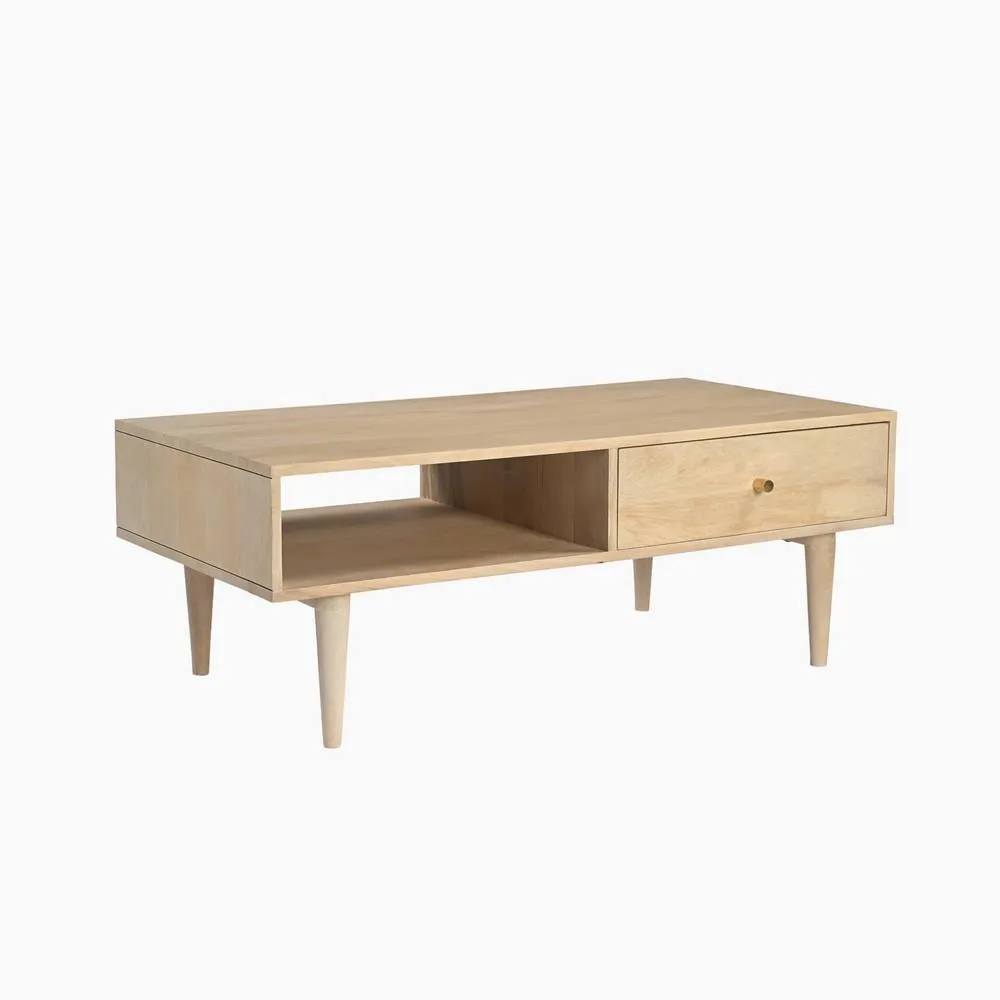 FurnitureboxUK Everest Rectangle White Oak Wood Storage Coffee Table in Light Brown 2