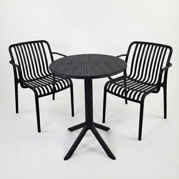 Bergen Round Bistro Table with 2 Alma Armchairs 2