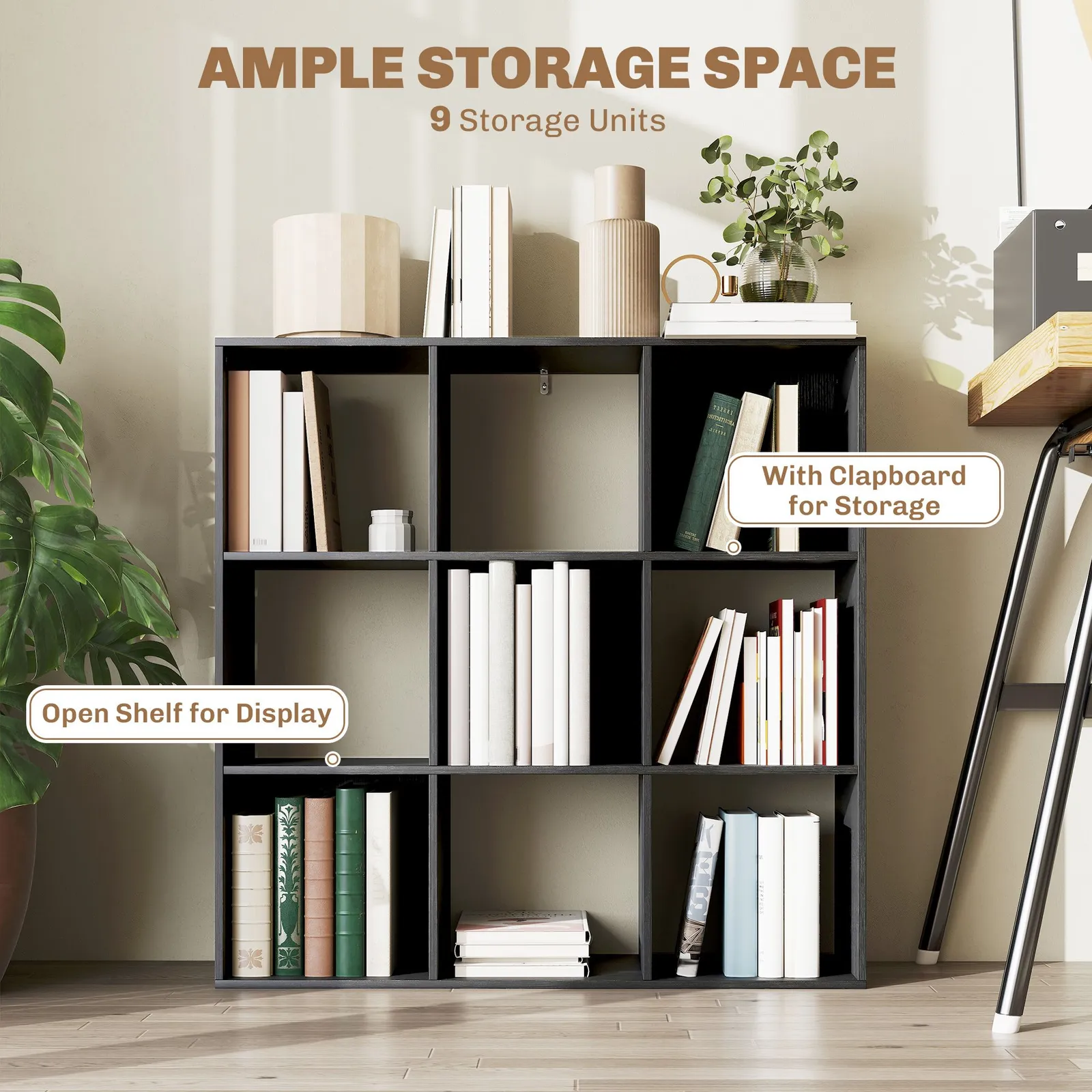 HOMCOM 9 Cube Storage Unit Cabinet Bookcase Display Shelves in Black 4