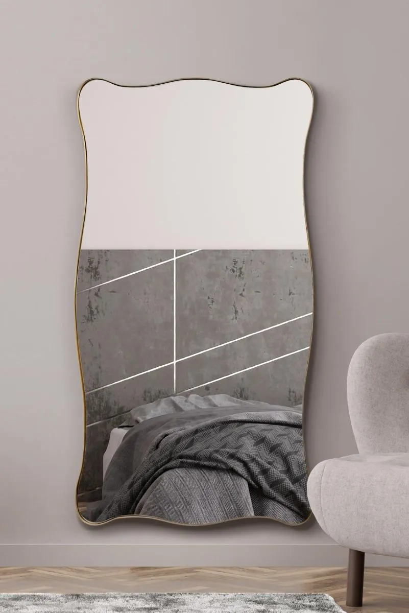 MirrorOutlet New Gold Metal Rectangular Wall Mirror 71" X 39" (180CM X 100CM)