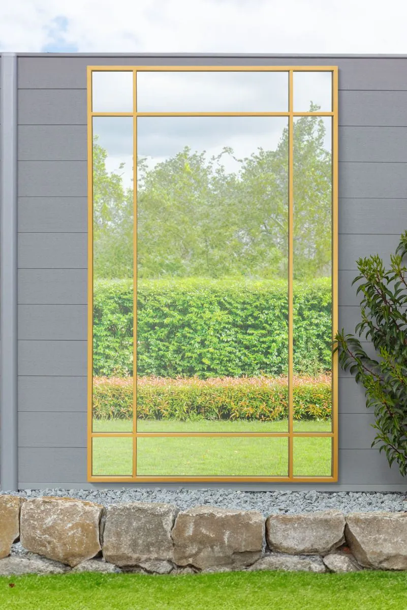 MirrorOutlet Gold Contemporary Wall & Leaner Garden Mirror 71"x 43" 180x110cm