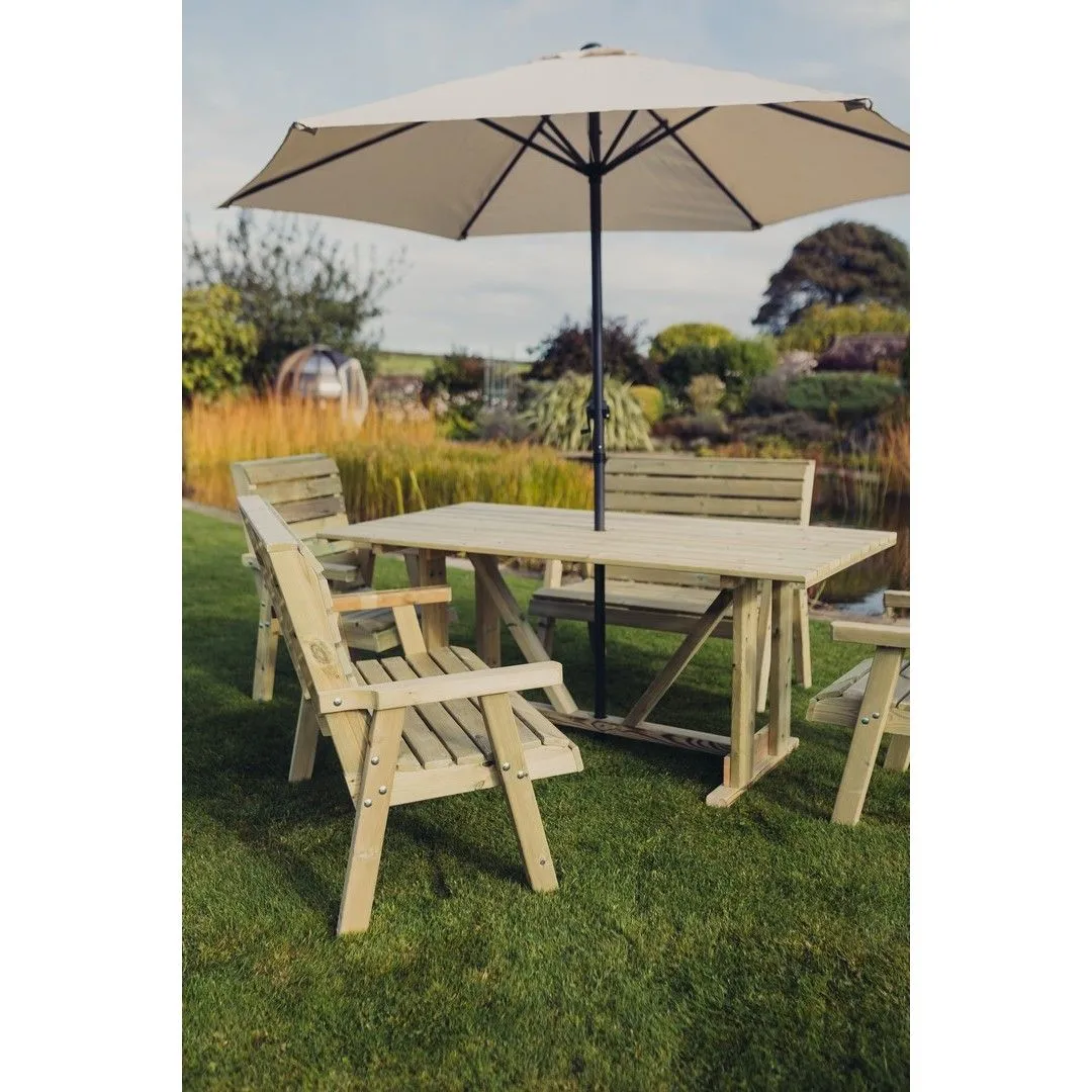 Churnet Valley Garden Furniture Ltd Clover Rectangular Table Set - 2 Chair & 2 Bench - Partially Assembled in Brown 4