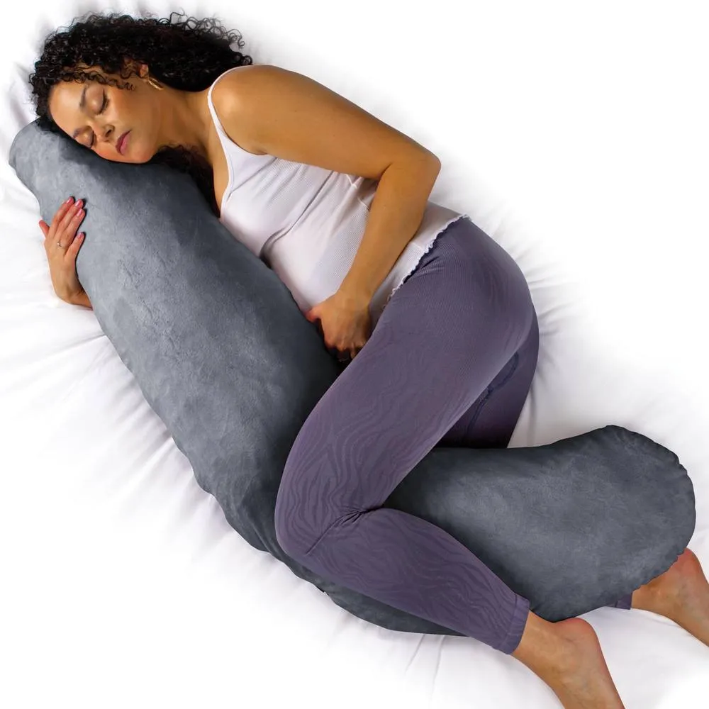 Aamira Dark Grey Pregnancy Maternity Pillow, 145x25x25cm L Shaped Memory Foam