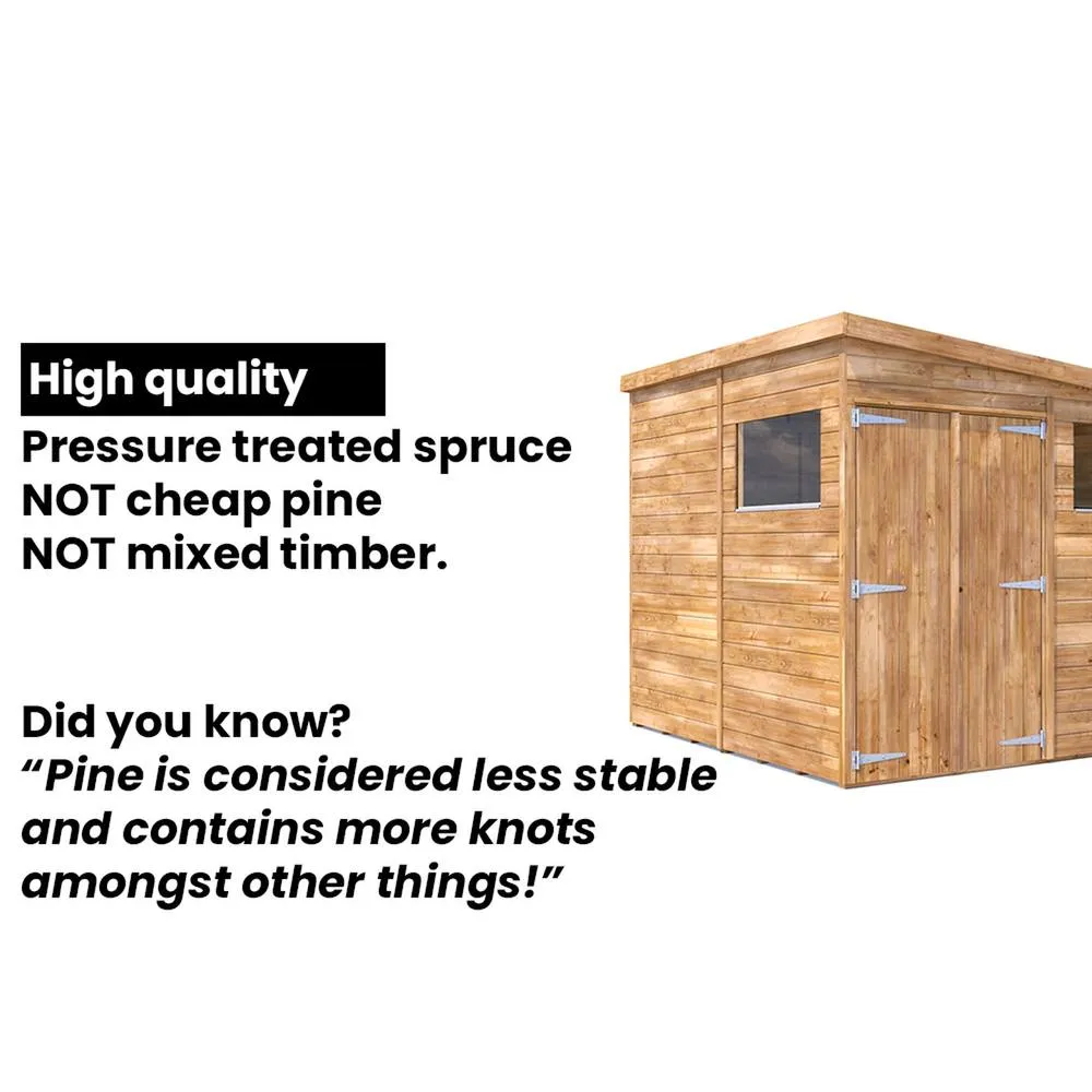 Dunster House Wooden Bike Shed 2.4x1.2m Fully Pressure Treated, Overlord Modular in Brown 4
