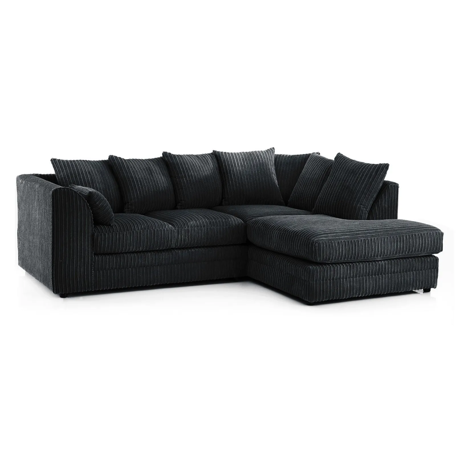 Chicago Jumbo Cord Right Hand Corner Sofa Black