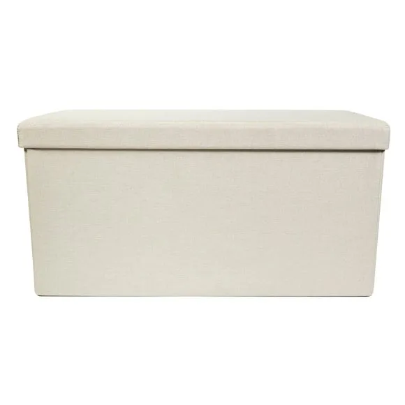 Faux Linen Rectangular Ottoman 4