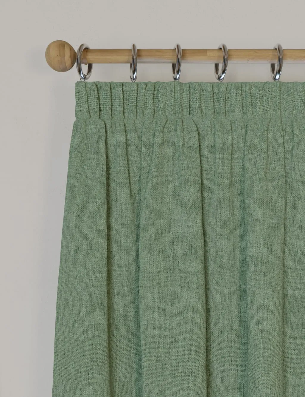 M&S Brushed Pencil Pleat Blackout Thermal Curtains Sage