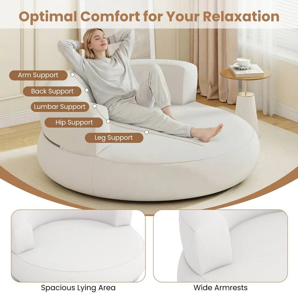 Costway Inflatable Lounger Air Sofa with Detachable Cover in White 6