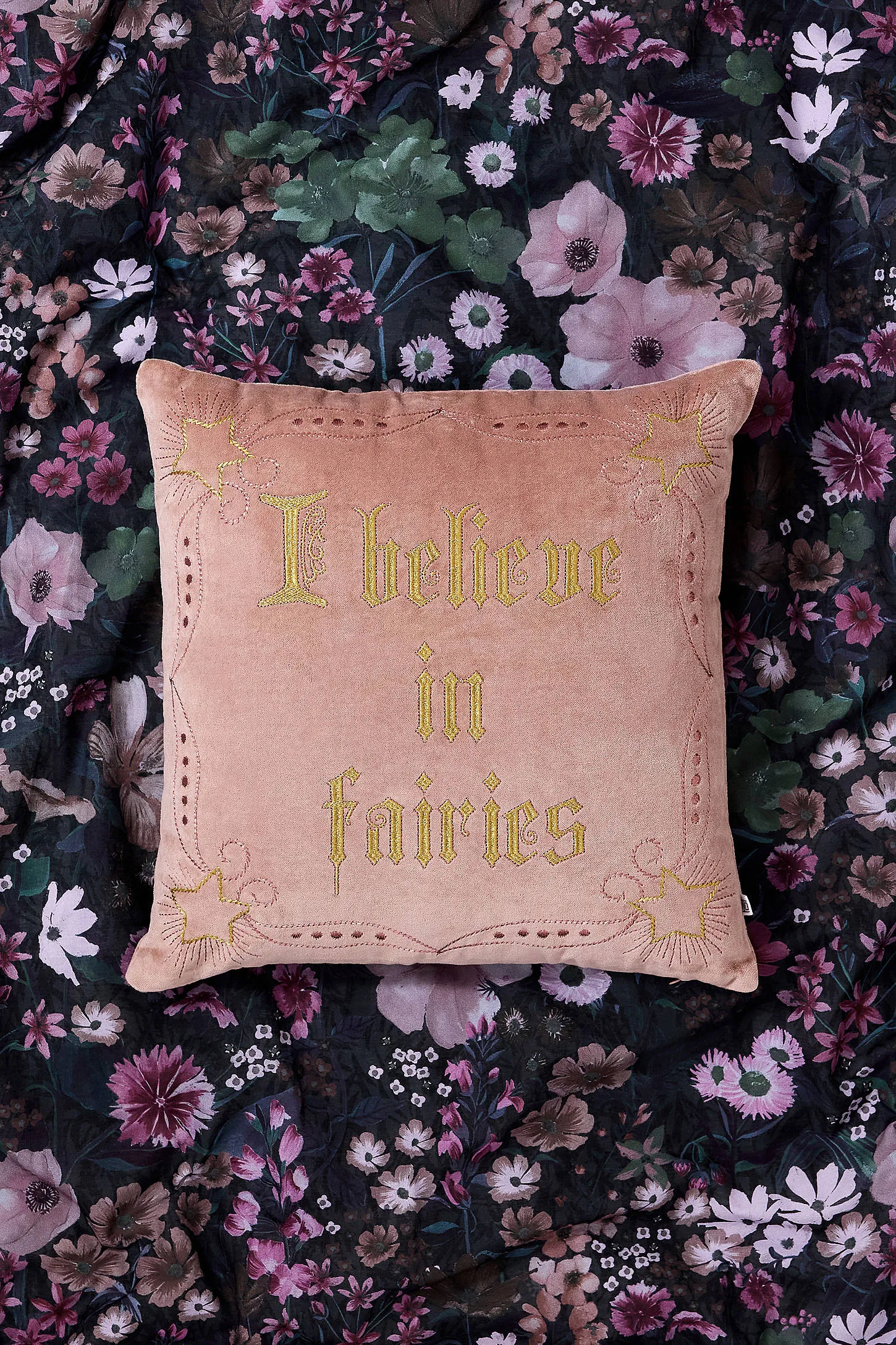 Pink I Believe in Fairies Cushion - Pink