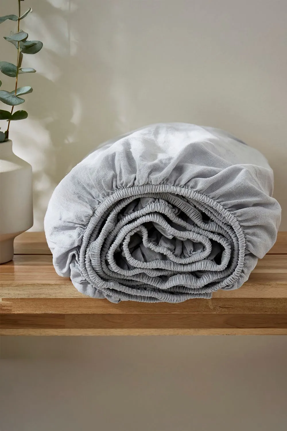 Martex Touch of Linen Fitted Sheet in Pale Blue 2