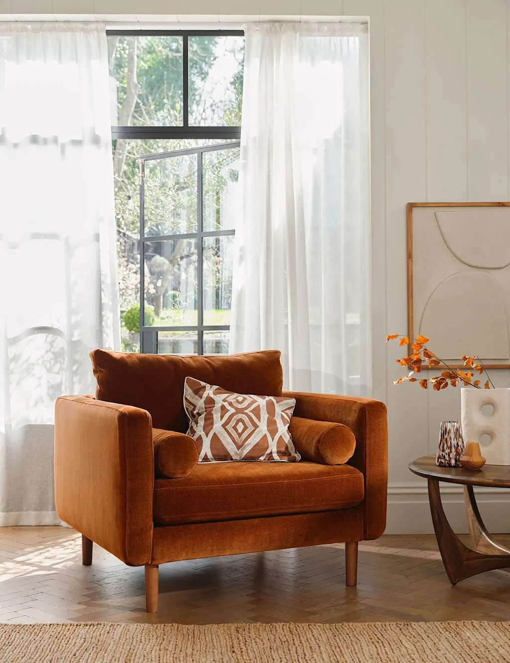 BARKER AND STONEHOUSE Moore Chenille Snuggle Chair Orange