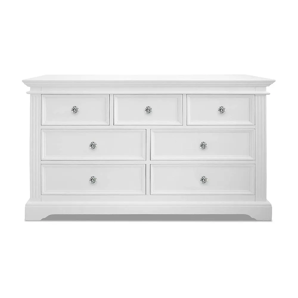 Statement Furniture Gainsborough White 3 Over 4 Chest of Drawers with Crystal Handles