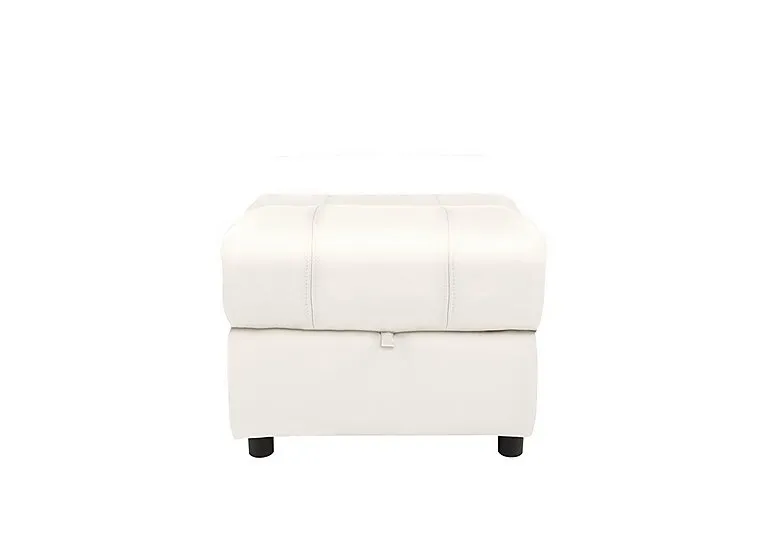 Moreno Leather Storage Footstool - BV Star White