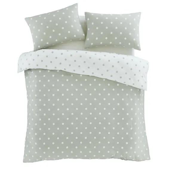 Catherine Lansfield Polka Dot 100% Brushed Cotton Duvet Cover & Pillowcase Set 5