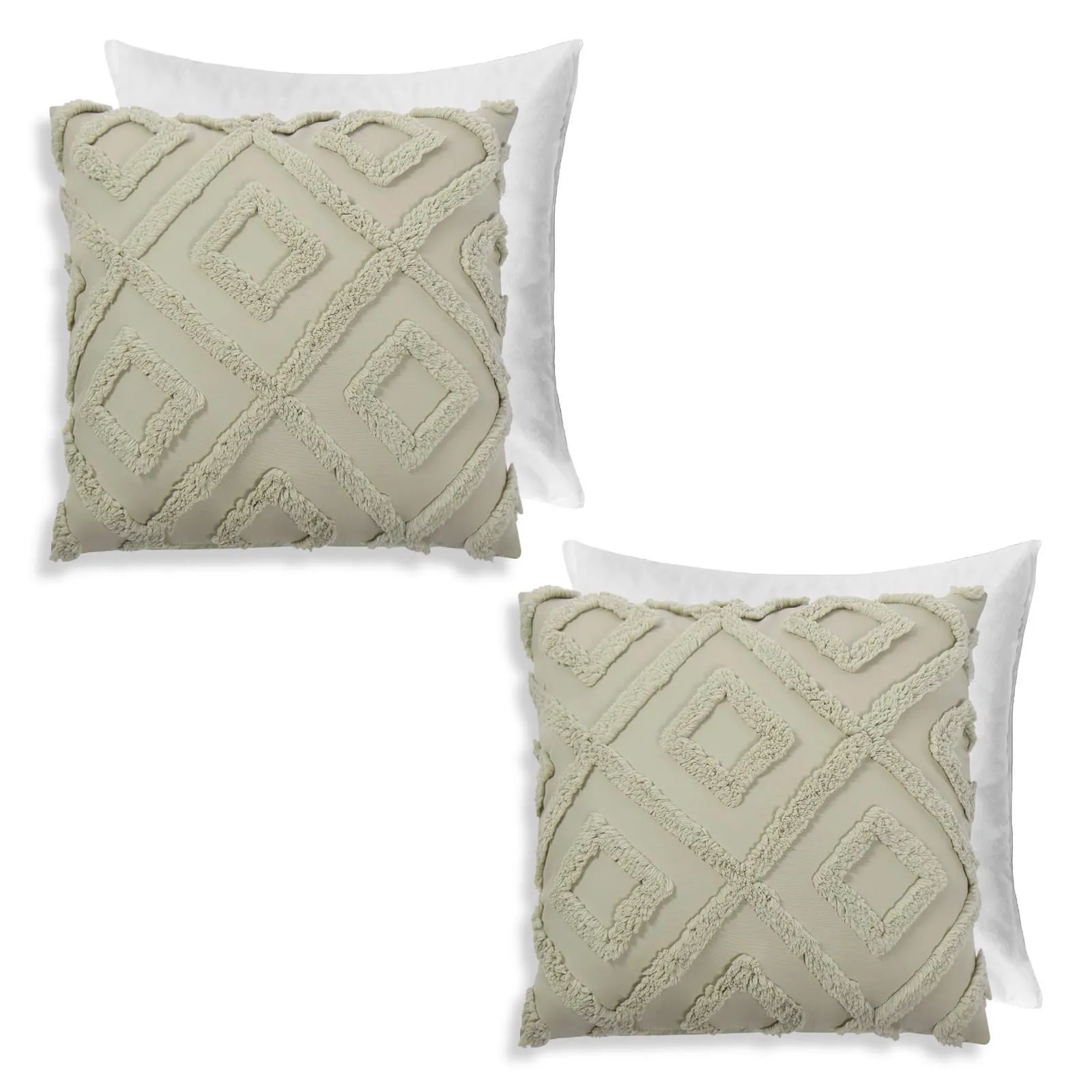 OHS 2 Pack Tufted Arch Filled Cushion Cover in Green