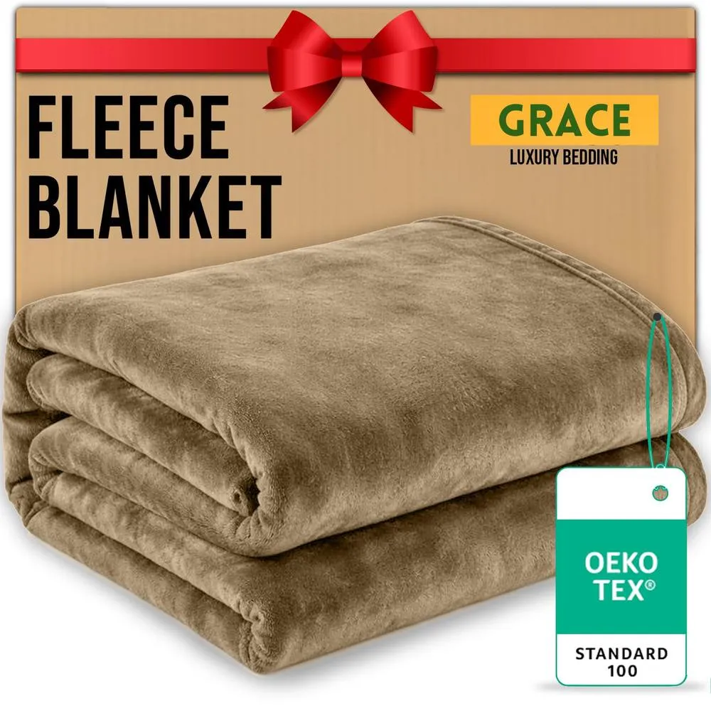 Grace Lazzaro Flannel Fleece Ultrasoft Throw Blankets in Camel