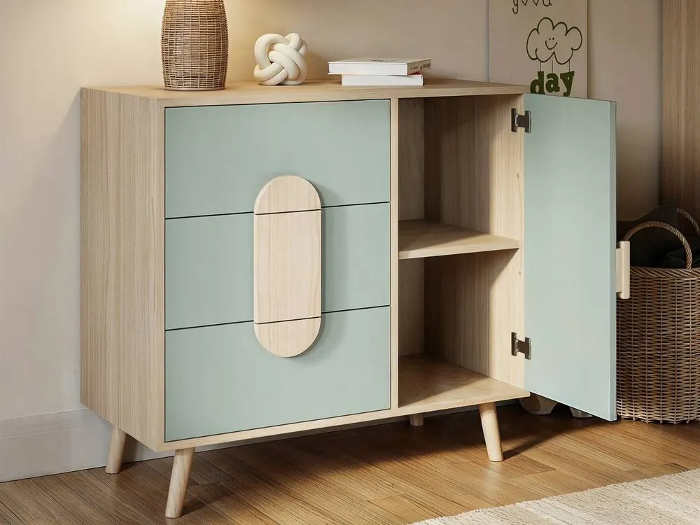 Flair Noah Chest of Drawers Oak in Green 3