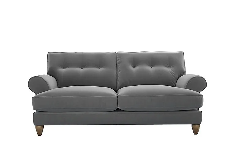 Bronwyn 3 Seater Fabric Classic Back Fibre Fill Sofa With Washed Oak Feet - Koala Cub