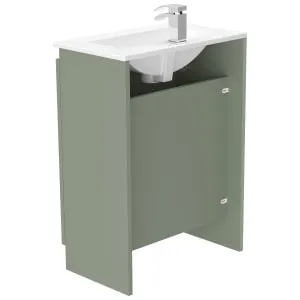 Newland Sage Green Slimline Basin Floorstanding Unit - 600mm 2