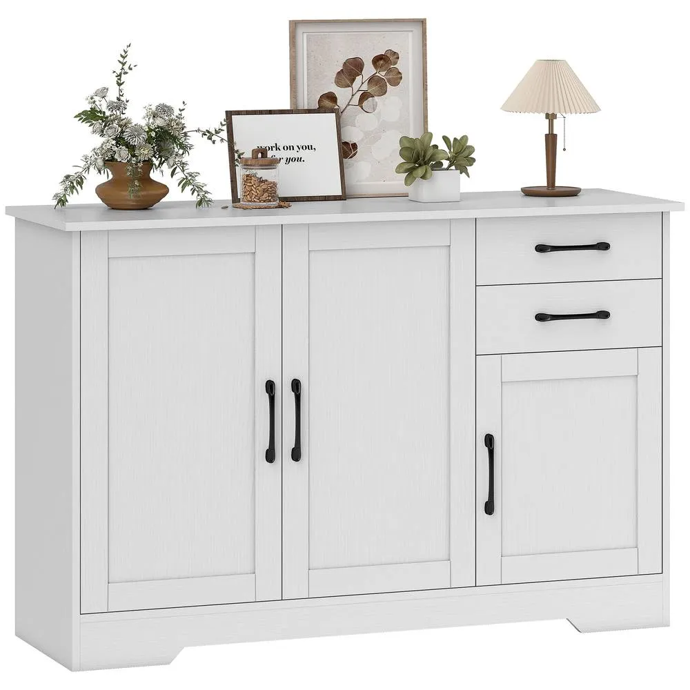 HOMCOM Sideboard with Soft-Close Doors, Modern Storage Cabinet White 2