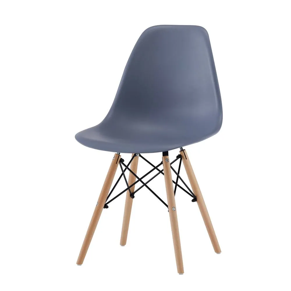Comfy Living Ltd 5 Piece Dining Set With Round White Wooden Top & 4 Grey Chairs With Metal Detailing 5