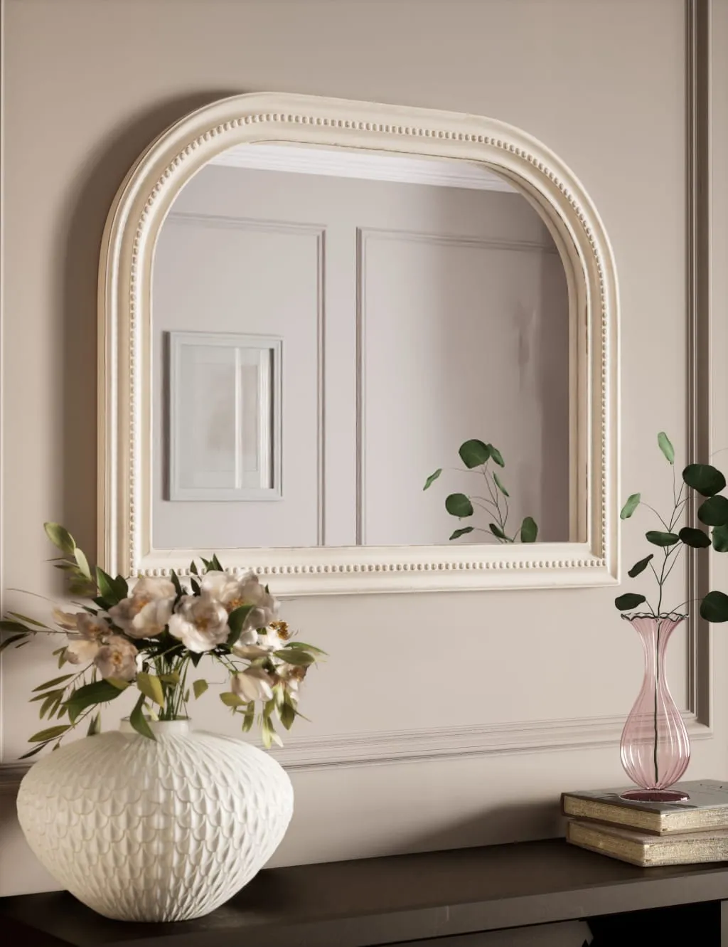 M&S Daphne Curved Mantel Mirror White