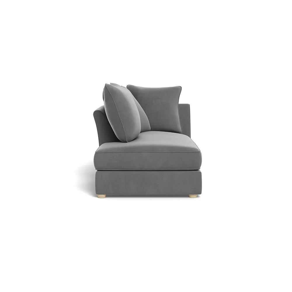 Heal's Tailor Left Hand Facing Chaise Unit Smart Velvet Mercury Natural Feet 1