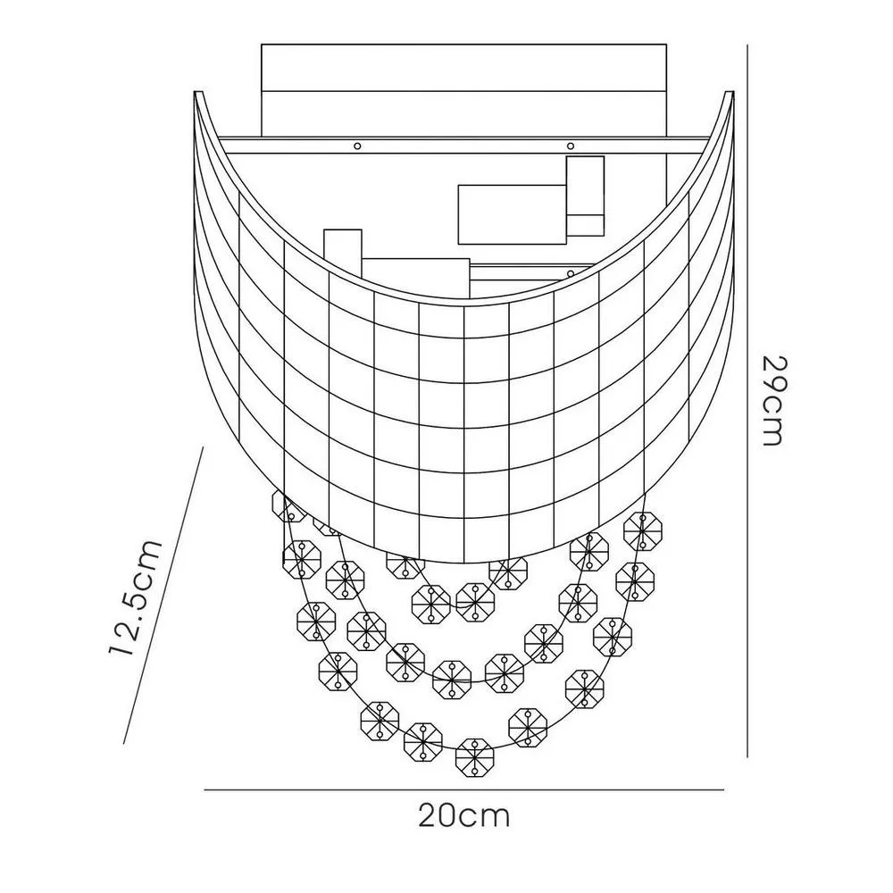 Netlighting Camden Wall Lamp 2 Light G9 Polished Chrome Mosaic Glass Crystal in Grey 3
