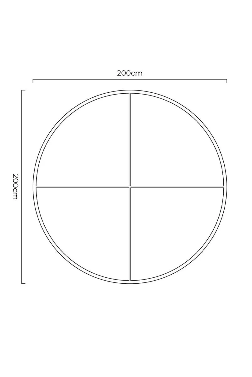 MirrorOutlet Black Large Circular Window Metal Wall & Leaner Mirror (200x200cm) 5