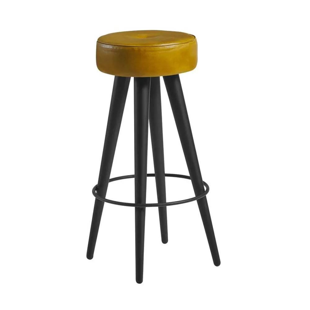 netfurniture Tanibu Stool - Vintage Gold Genuine Leather Bar Stool