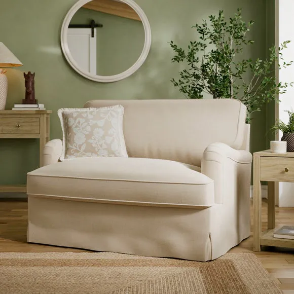 Beatrice II Faux Linen Fixed Loose Cover Snuggle Chair 1