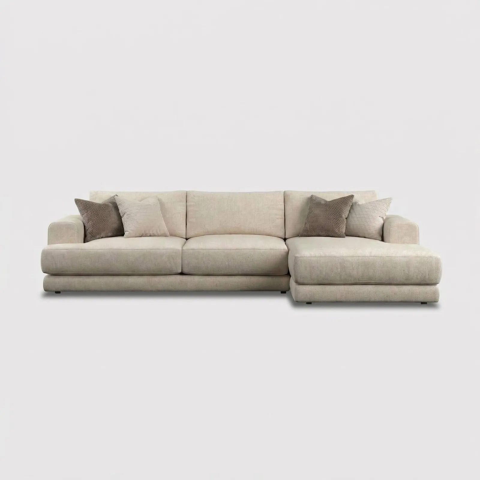 Lomax Large Chaise Modular Sofa Rhf, Neutral Fabric | Barker & Stonehouse