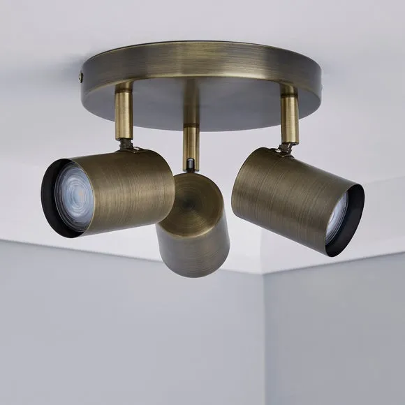 Newark Antique Bronze 3 Light Semi Flush Spotlight 2