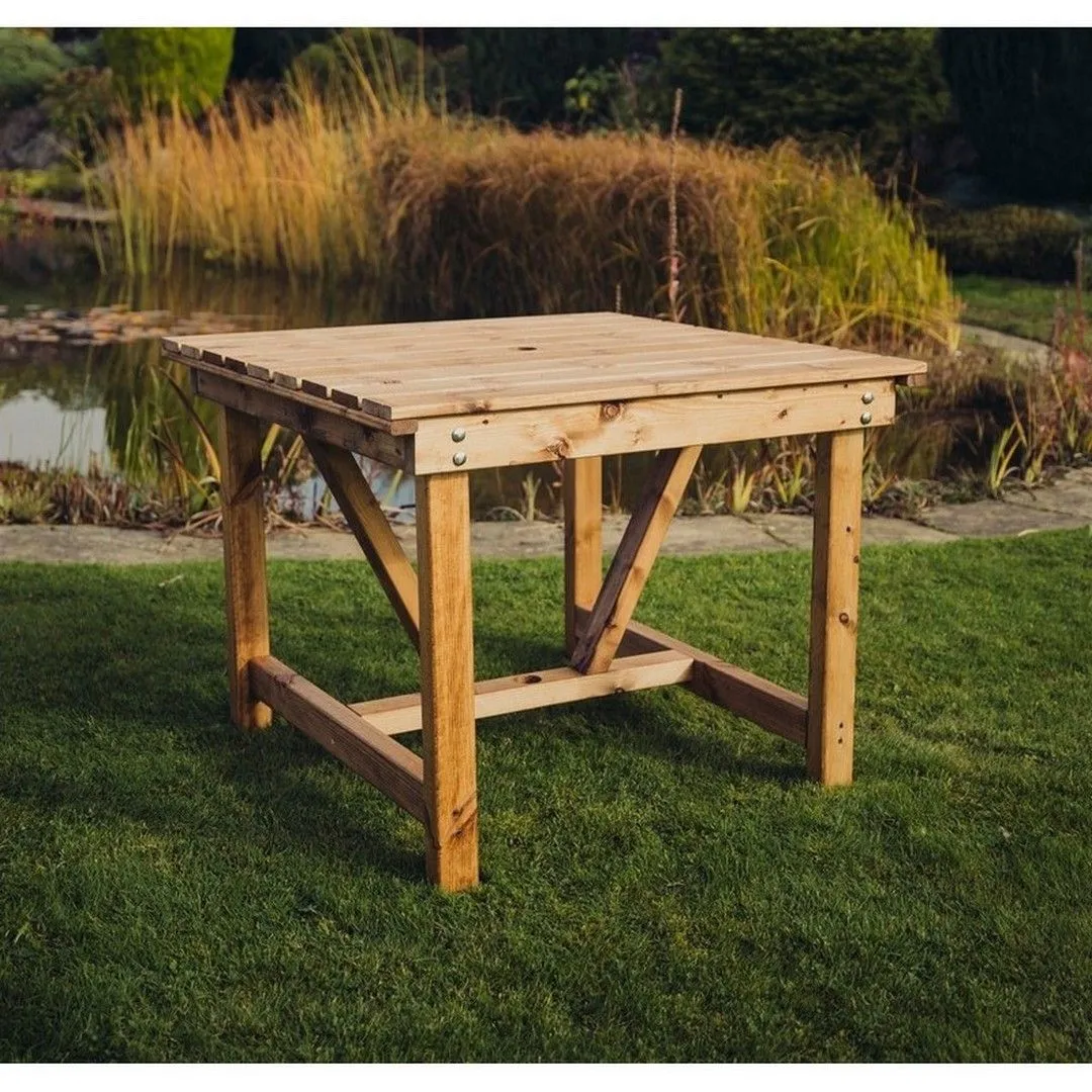 Churnet Valley Garden Furniture Ltd Valley Table - L86 x W99 x H75 cm - Flat Pack - Min. Assembly Required in Brown 4