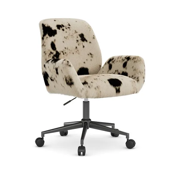 Ginny Cow Print Faux Fur Swivel Office Chair 5