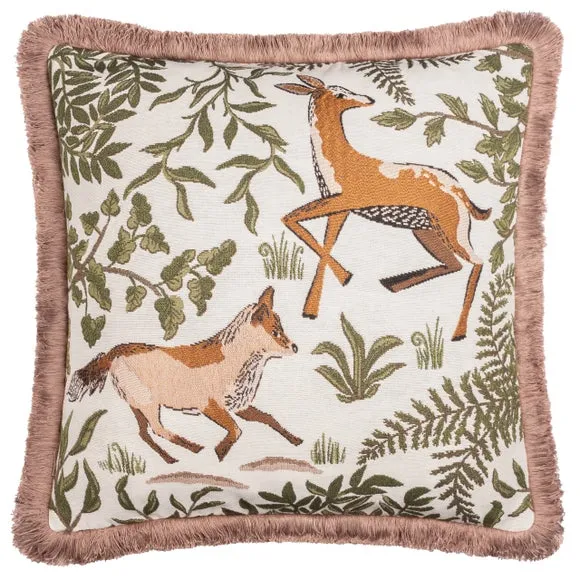 Wylder Nature Fable Fox & Deer Cotton Square Cushion 2