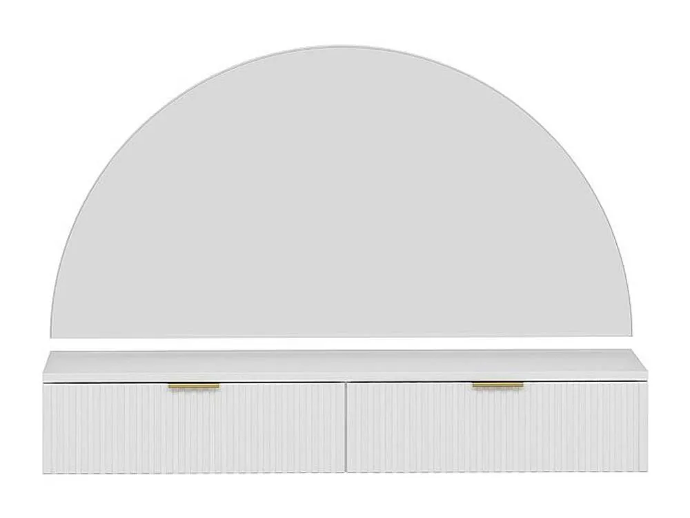 Vente-unique Wall-Mounted Dressing Table With Mirror & Leds - 2 Drawers - White 2