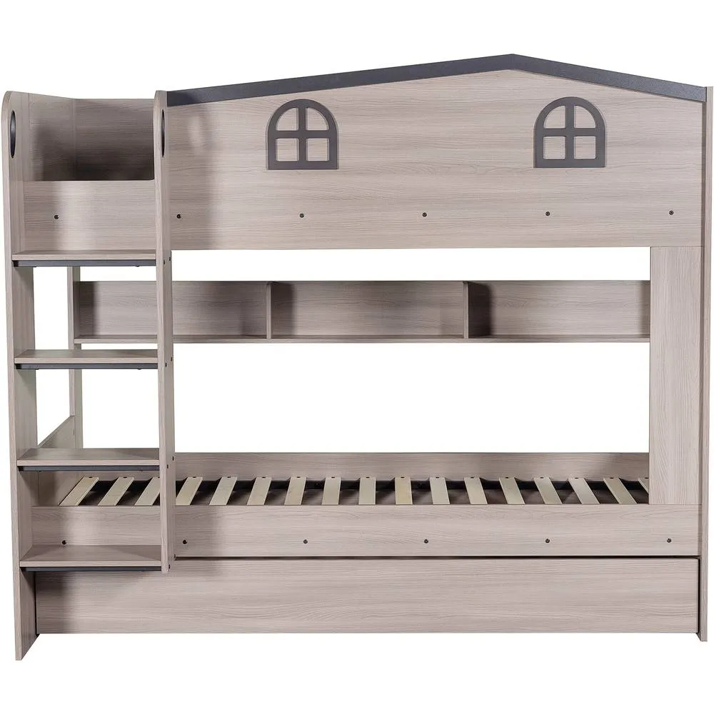 Seconique Hector Bunk Bed & Trundle Set in Grey 4