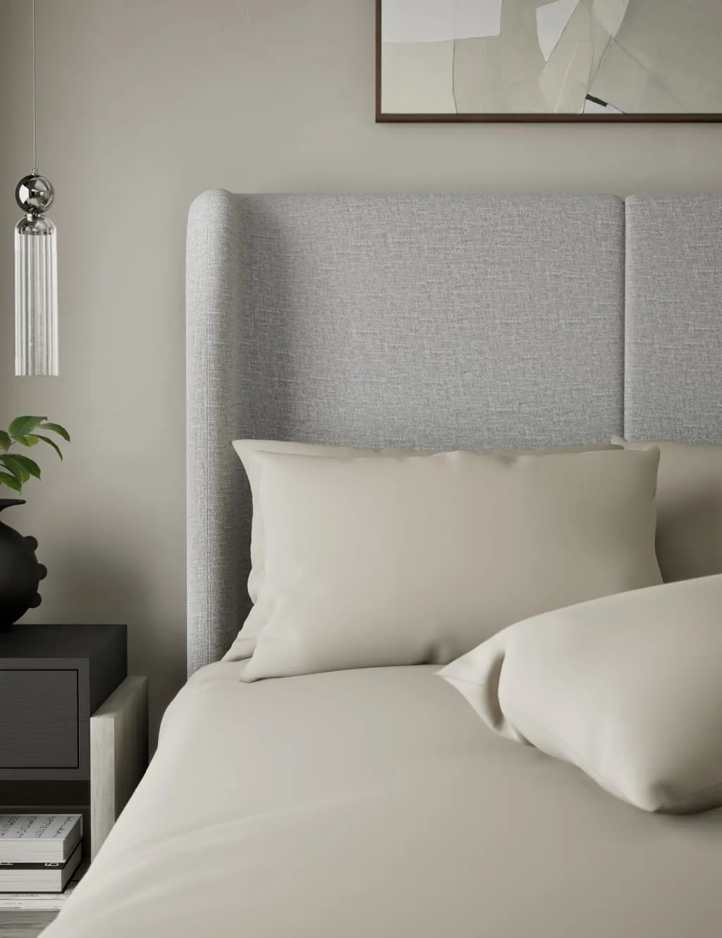 M&S X Kelly Hoppen 2 Pack 500 Thread Count Cotton Sateen Pillowcases Taupe