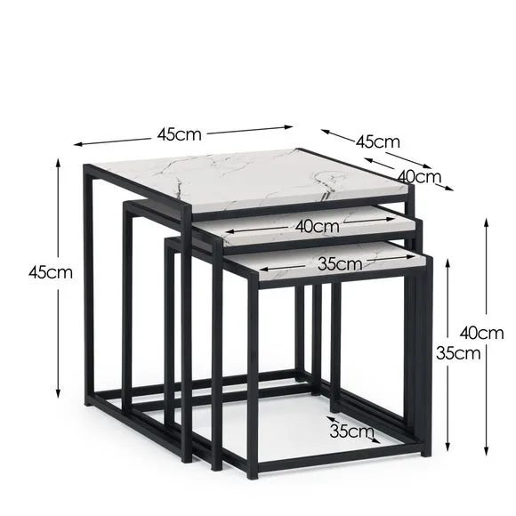 Tribeca Nest of 3 Tables, White Marble 5