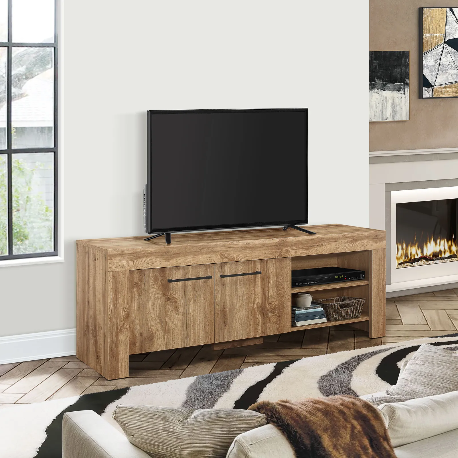 Birlea Oak TV Unit Wide Compton Widescreen Entertainment Unit in Brown