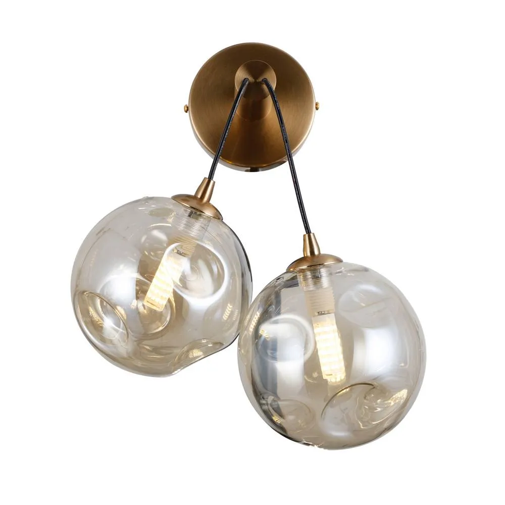 Netlighting Perlos Globe Wall Lights Honey Brass 2xG9 in Gold