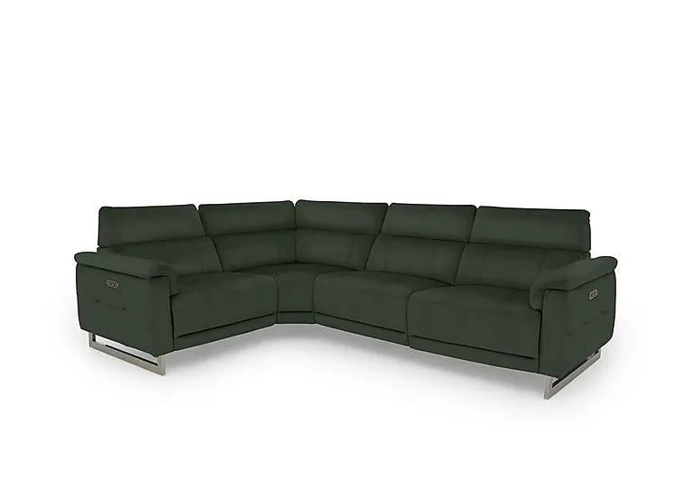 Moet Leather Power Recliner Left Hand Facing Corner Sofa with Telescopic Headrests - Oslo Pine