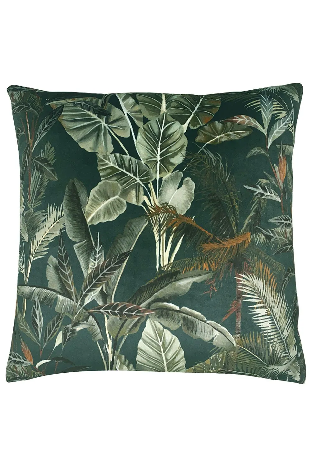 Evans Lichfield Kibale Jungle Leaves Hand-Painted Printed Piped Cushion