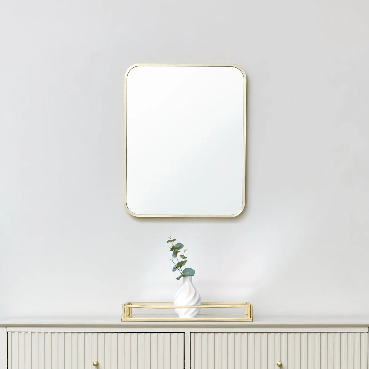 Melody Maison Gold Curved Framed Wall Mirror 50cm X 40cm in Metallic Gold
