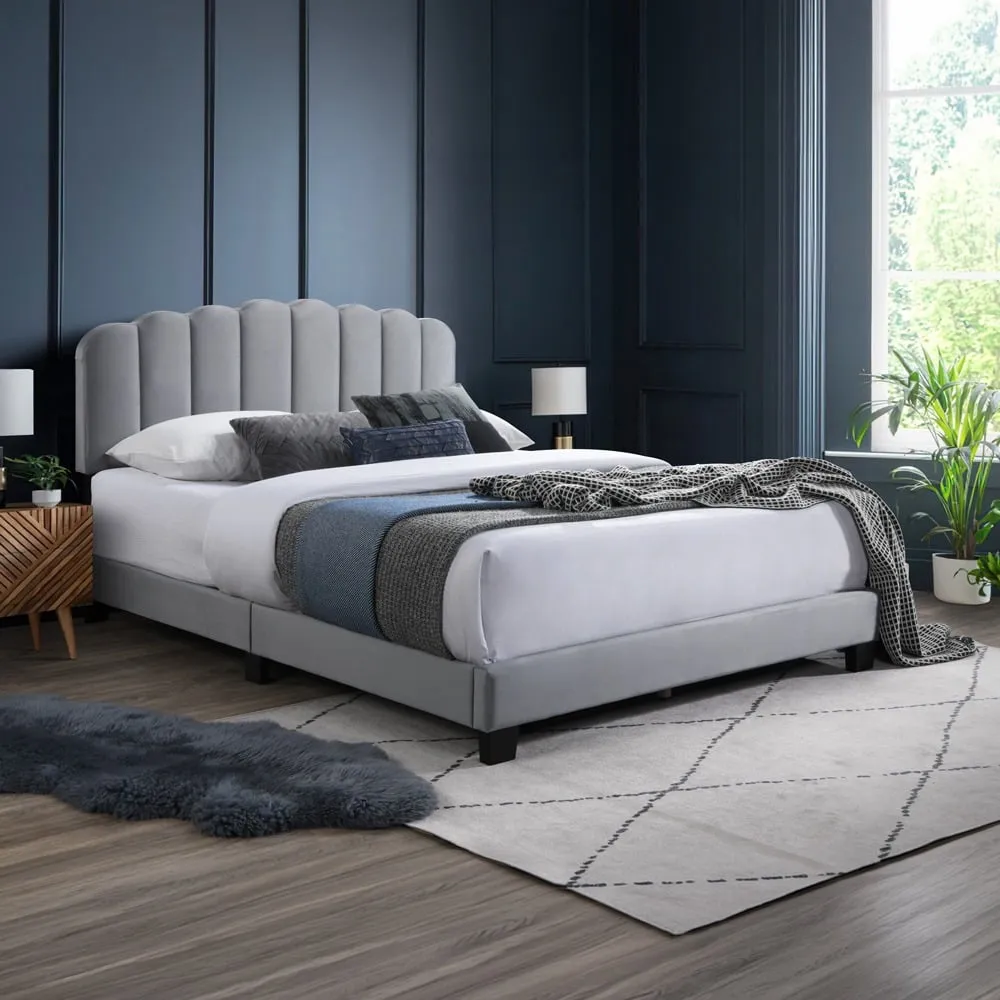 Hope - Double - Low Foot-End Bed - Grey - Fabric - 4ft6 - Happy Beds